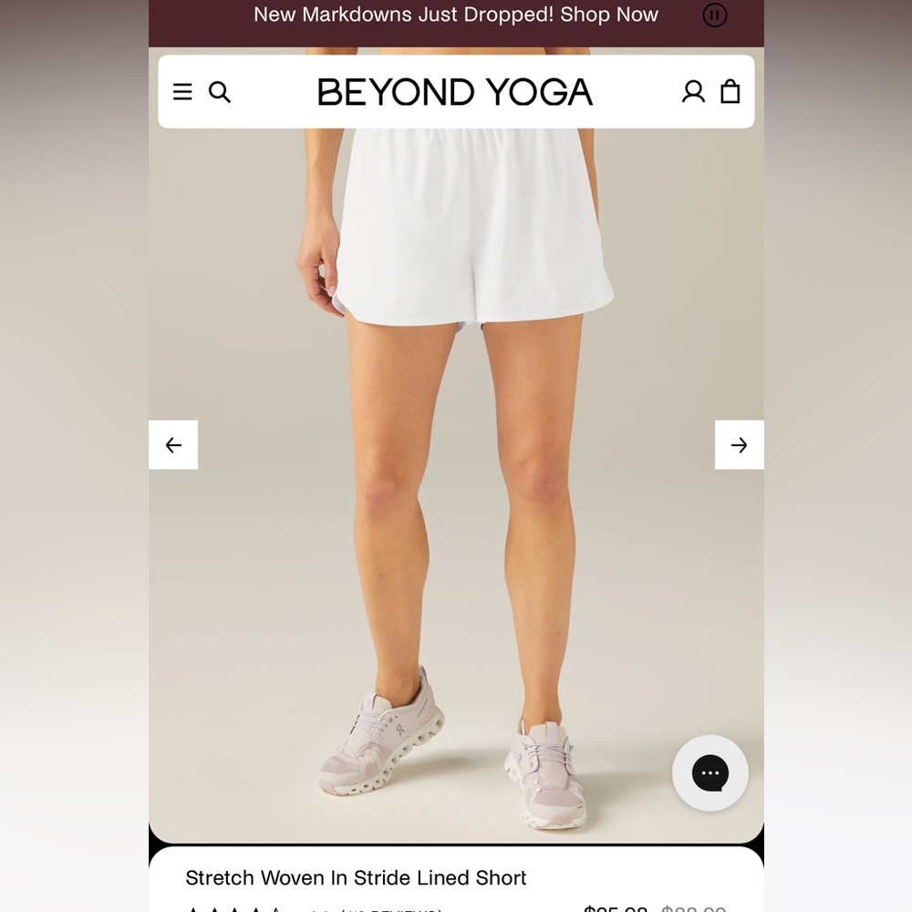 Beyond Yoga stretch woven in stride lined short